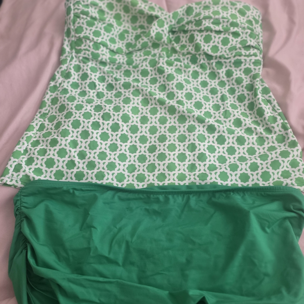 JCPenney Green and White Bikini Set